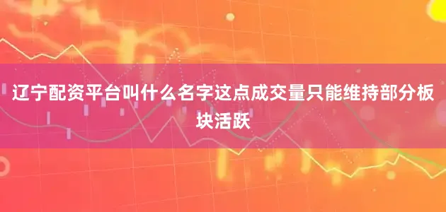 辽宁配资平台叫什么名字这点成交量只能维持部分板块活跃