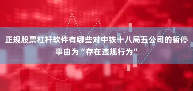 正规股票杠杆软件有哪些对中铁十八局五公司的暂停事由为“存在违规行为”