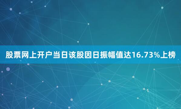 股票网上开户当日该股因日振幅值达16.73%上榜